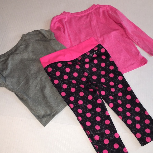 Nike Dri Fit Baby Girl Clothes Matching Set | Tee Shire, Long Sleeve Top Legging - Picture 8 of 8